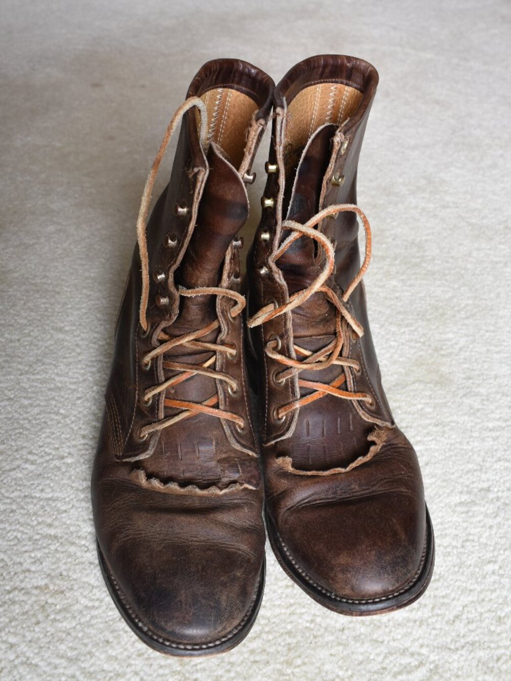 Vintage Womens Brown Justin Lace Up Western Boots Sz 6.5